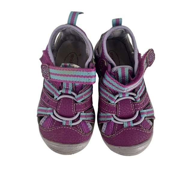 Stride Rite Baby Petra Sandals US 5.5M Purple & Aqua Straps Leather Upper - Picture 1 of 10